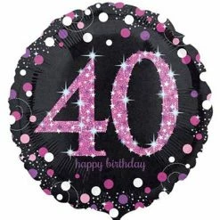Not Specified Send Balloons 40th Birthday Balloon - Pink & Black Sparkling