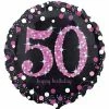 Not Specified 50th Birthday Balloon - Pink & Black Sparkling Send Balloons