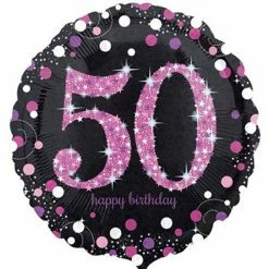 Not Specified 50th Birthday Balloon - Pink & Black Sparkling Send Balloons
