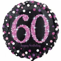 Not Specified 60th Birthday Balloon - Pink & Black Sparkling