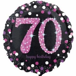 Not Specified 70th Birthday Balloon - Pink Sparkling Happy Birthday