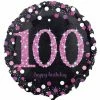 Not Specified Send Balloons 100th Birthday Balloon Pink / Bouquet