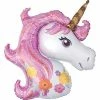 Not Specified Unicorn Balloon With Floral Design - Helium Filled Or Flat Send Balloons