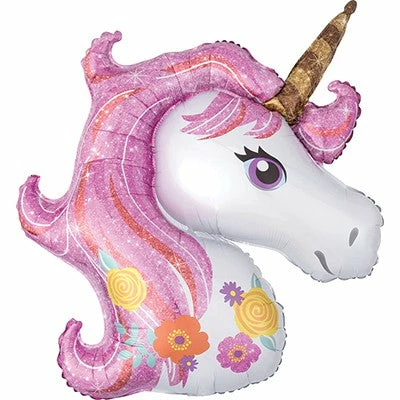 Not Specified Unicorn Balloon With Floral Design - Helium Filled Or Flat Send Balloons