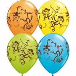 Not Specified Monkey Balloons Assorted - Singles Or Packs - Helium Filled Or Flat